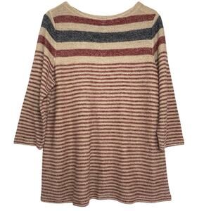 LAUREN RALPH LAUREN Women’s Linen Red and Blue Striped Sweater 1X